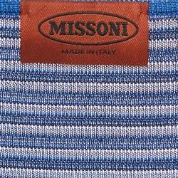 Pre Owned Missoni Blue Zig Zag Knit Mini Dress S