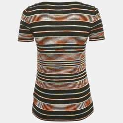 Pre Owned Missoni Multicolor Striped Stretch Knit Top L 