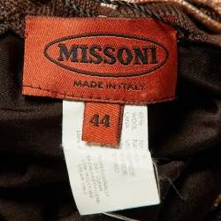 Pre Owned Missoni Multicolor Zig Zag Knit Sequin Embellished High Low Maxi Dress M