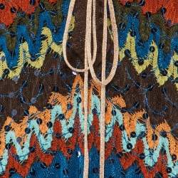 Pre Owned Missoni Multicolor Zig Zag Knit Sequin Embellished High Low Maxi Dress M