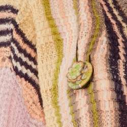 Pre Owned Missoni Multicolor Patterned Knit Open Front Cardigan L