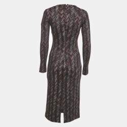 Pre Owned Missoni Black Zig Zag Knit V-Neck Sheath Dress S