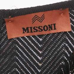 Pre Owned Missoni Black Zig Zag Knit V-Neck Sheath Dress S
