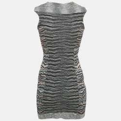 Pre Owned Missoni Black Zig Zag Stretch Knit Mini Bodycon Dress S