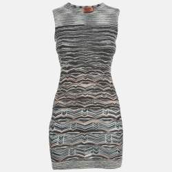 Pre Owned Missoni Black Zig Zag Stretch Knit Mini Bodycon Dress S