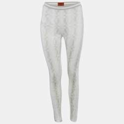 Pre Owned Missoni White Patterned Rib Knit Waist Band Leggings M