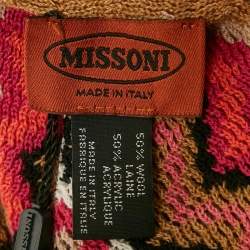 Pre Owned Missoni Multicolor Zig-Zag Wool Fringed Poncho One Size