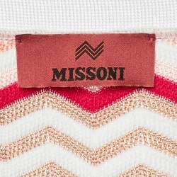 Pre Owned Missoni Multicolor Chevron Cotton Knit Belted Cardigan M