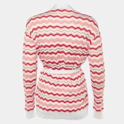 Pre Owned Missoni Multicolor Chevron Cotton Knit Belted Cardigan M