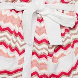 Pre Owned Missoni Multicolor Chevron Cotton Knit Belted Cardigan M