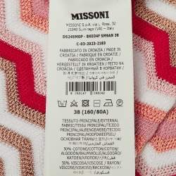 Pre Owned Missoni Multicolor Chevron Cotton Knit Belted Cardigan M
