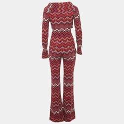 Pre Owned Missoni Multicolor Zig Zag Knit Long Jumpsuit S