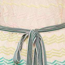 Pre Owned Missoni Multicolor Patterned Knit Belted Short Dress L