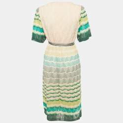Pre Owned Missoni Multicolor Patterned Knit Belted Short Dress L