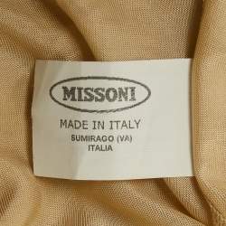 Pre Owned Missoni Beige Patterned Lurex Knit Ruche Midi Dress M