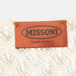 Pre Owned Missoni Beige Patterned Lurex Knit Ruche Midi Dress M