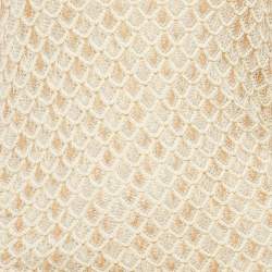Pre Owned Missoni Beige Patterned Lurex Knit Ruche Midi Dress M