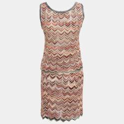 Pre Owned Missoni Multicolor Chevron Knit Top and Skirt M