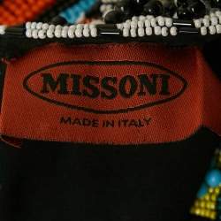 Pre Owned Missoni Multicolor Beaded Silk Shift Mini Dress S