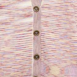 Pre Owned Missoni Purple Striped Stretch Knit Cardigan S