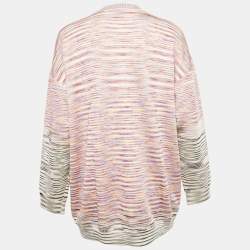 Pre Owned Missoni Purple Striped Stretch Knit Cardigan S