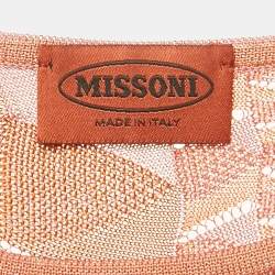 Pre Owned Missoni Pink/Orange Patterned Stretch Knit Midi Dress M