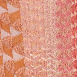 Pre Owned Missoni Pink/Orange Patterned Stretch Knit Midi Dress M