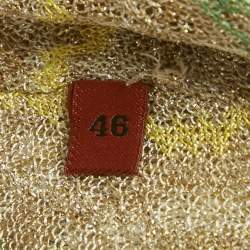 Pre Owned Missoni Beige Patterned Lurex Knit Fringed Neckline Kaftan L