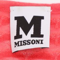 Pre Owned M Missoni Coral Cotton Knit Tops and Midi Skirt Set L