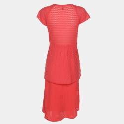 Pre Owned M Missoni Coral Cotton Knit Tops and Midi Skirt Set L