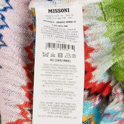 Pre Owned Missoni Multicolor Patterned Knit Plunge Neck Tunic Top M