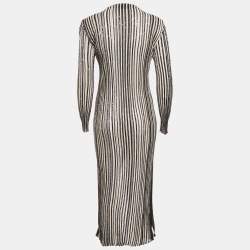Pre Owned Missoni Monochrome Sequin Lurex Knit Midi Dress M