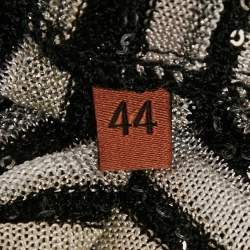 Pre Owned Missoni Monochrome Sequin Lurex Knit Midi Dress M