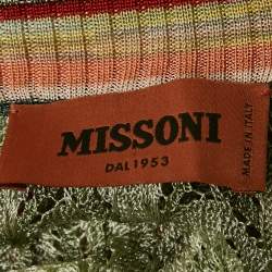 Pre Owned Missoni Multicolor Zig Zag Knit Open Front Cardigan S
