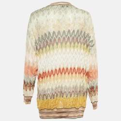 Pre Owned Missoni Multicolor Zig Zag Knit Open Front Cardigan S