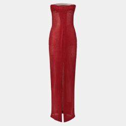 مملوكة مسبقًا Missoni Red Crochet Strapless Sheer Maxi Dress M