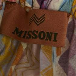 Pre Owned Missoni Multicolor Zig Zag Cotton Blend Halter Neck Sheer Maxi Dress S