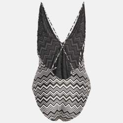 Pre Owned Missoni Black/White Zig Zag Jersey Swimsuit M