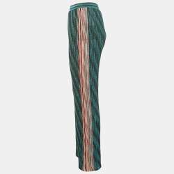 Pre Owned Missoni Multicolor Striped Lurex Knit Wide Leg Trousers M