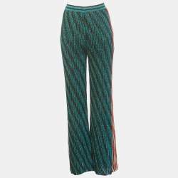 Pre Owned Missoni Multicolor Striped Lurex Knit Wide Leg Trousers M