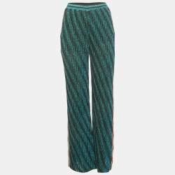Pre Owned Missoni Multicolor Striped Lurex Knit Wide Leg Trousers M