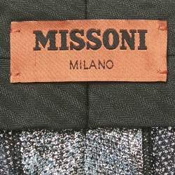 Pre Owned Missoni Silver /Blue Metallic Zig zag Straight Leg Trousers M
