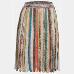 Pre Owned Missoni Multicolor Striped Lurex Knit Skirt M