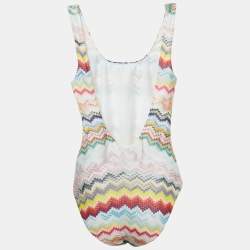 Pre Owned Missoni Multicolor Zig Zag Jersey Knit One Piece Swimsuit S