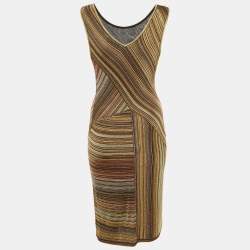 Pre Owned Missoni Multicolor Patterned Lurex Knit Midi Dress S