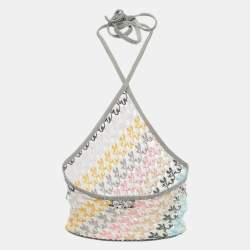 Pre Owned Missoni Multicolor Sequin Lurex Open Knit Halter Neck Crop Top S
