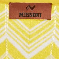 Pre Owned Missoni Yellow Zig Zag Stretch Knit Midi Dress L