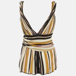 Pre Owned Missoni Multicolor Striped Knit Bow Detail  Top M