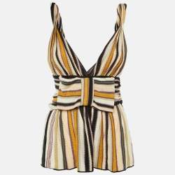 Pre Owned Missoni Multicolor Striped Knit Bow Detail  Top M