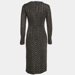 Pre Owned Missoni Black Zig Zag Lurex Knit Short Dress M